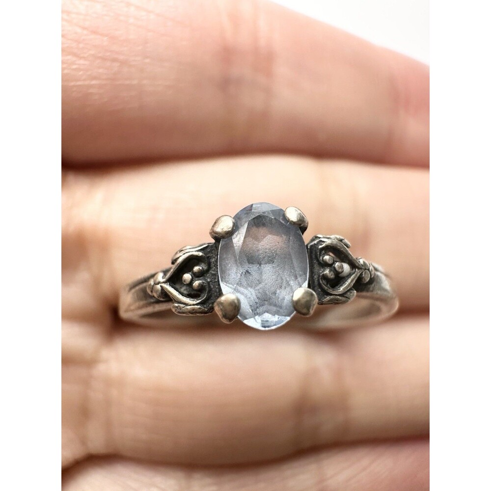 Vintage Signed JtR Sterling Silver Blue Gemstone Ring Size 7